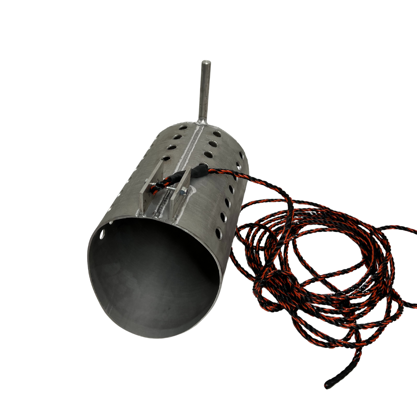 max-life mfg aluminum debris basket cylinder with 25' poly rope