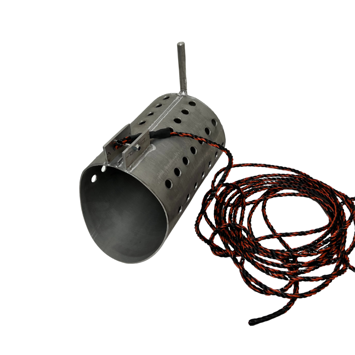 max-life mfg aluminum debris basket cylinder with 25' poly rope