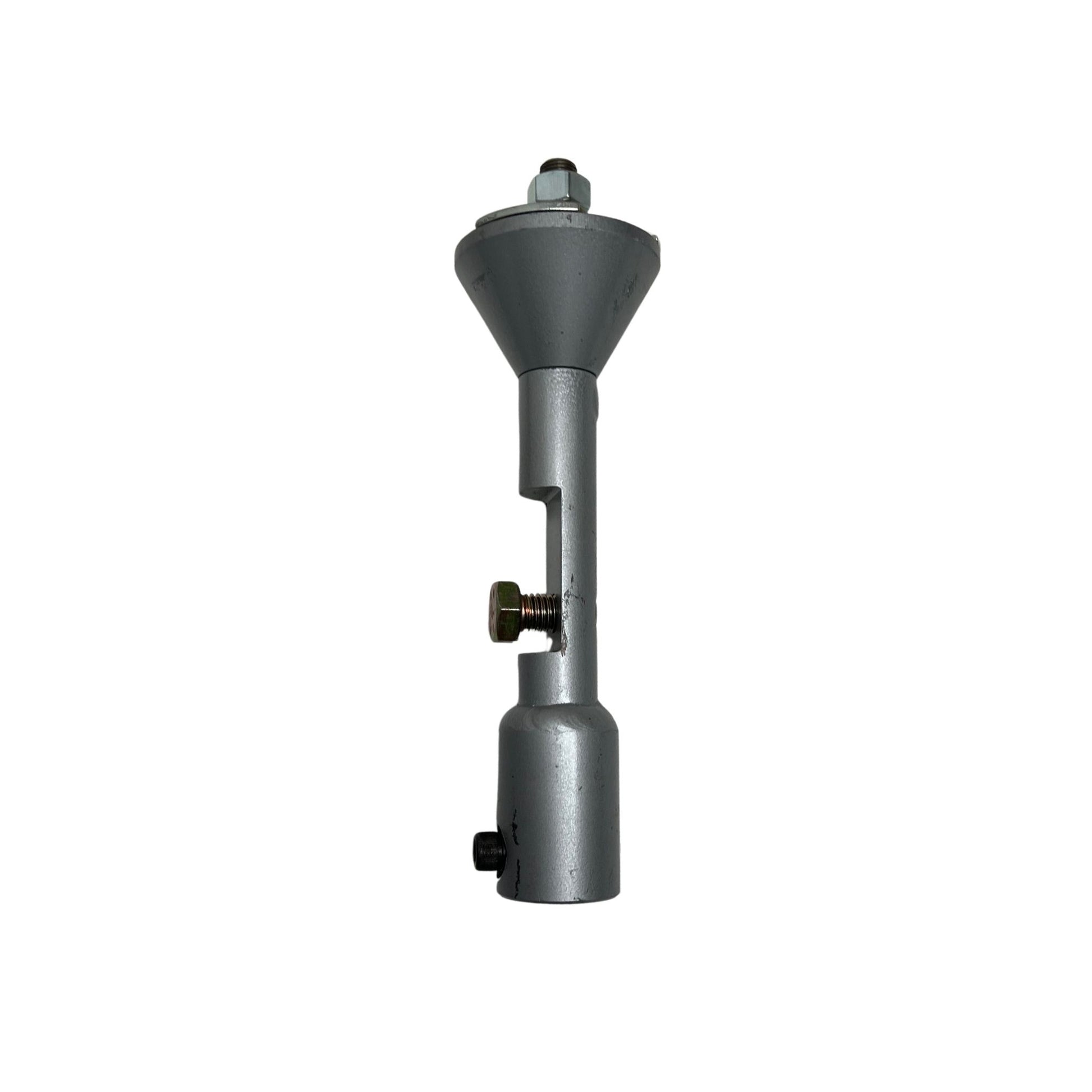 Side view of combination chuck for sectional sewer rod spring blade and root saw operations