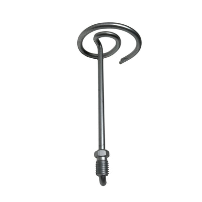 Continuous sewer wire pick up tool angled view for rod retrieval