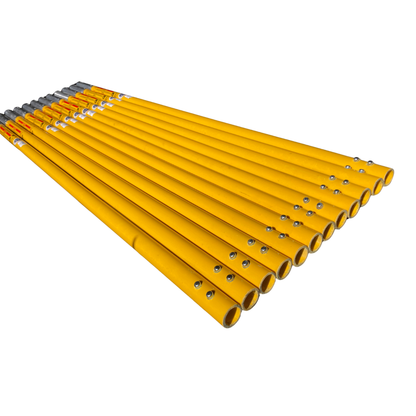 Double button fiberglass pole 5ft side view safety yellow finish