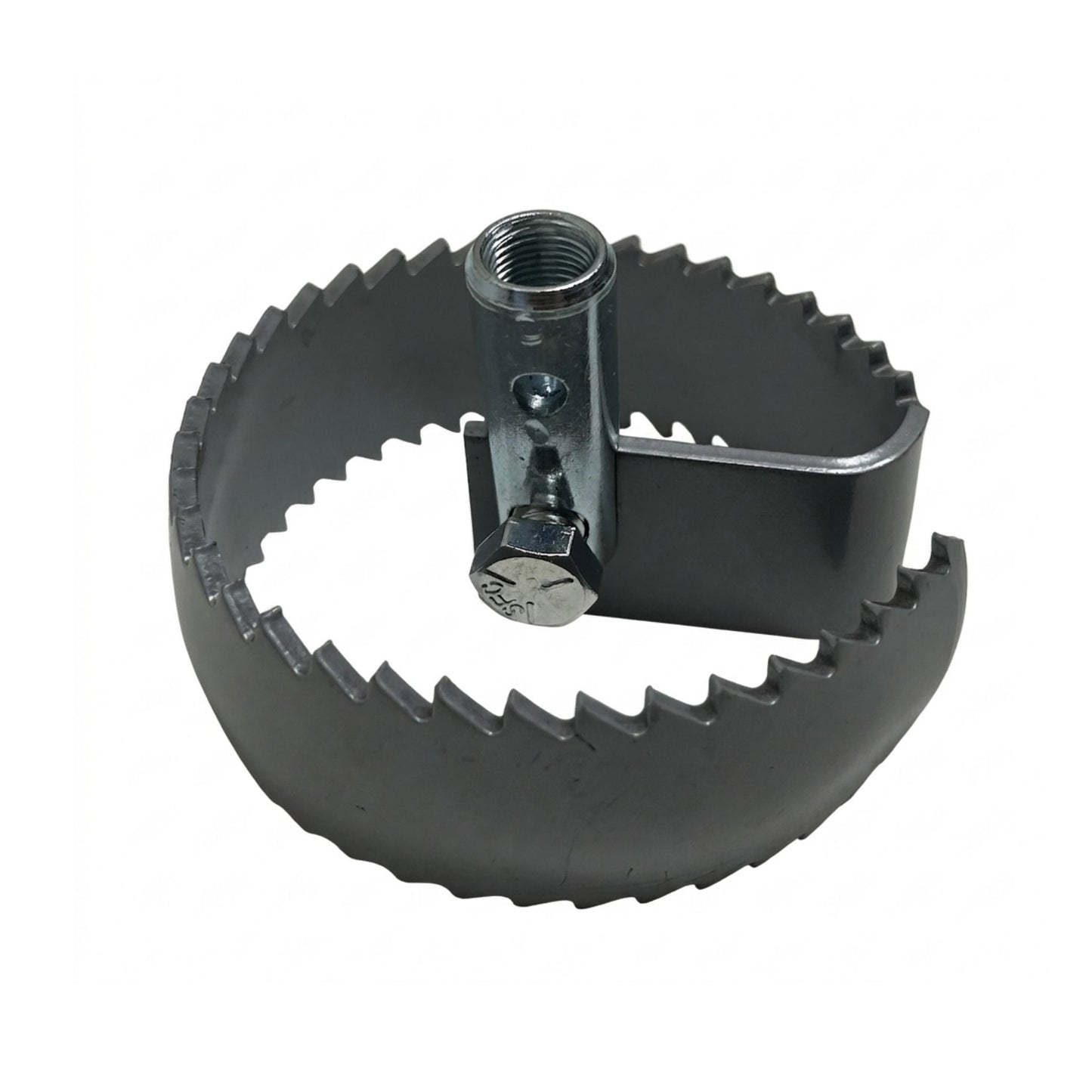 dura-max concave root saw for continuous sewer rod set screw front view