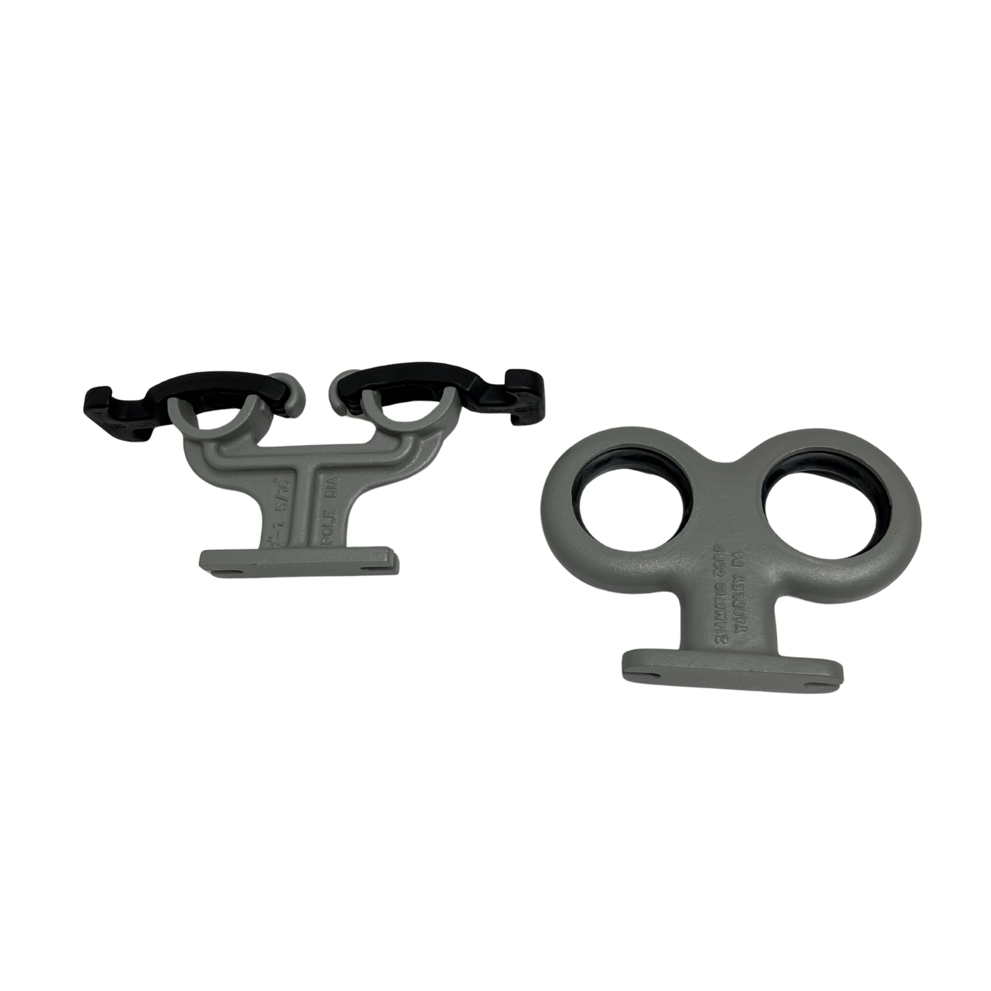 double fiberglass pole holder set down view for truck-mounted sewer pole storage