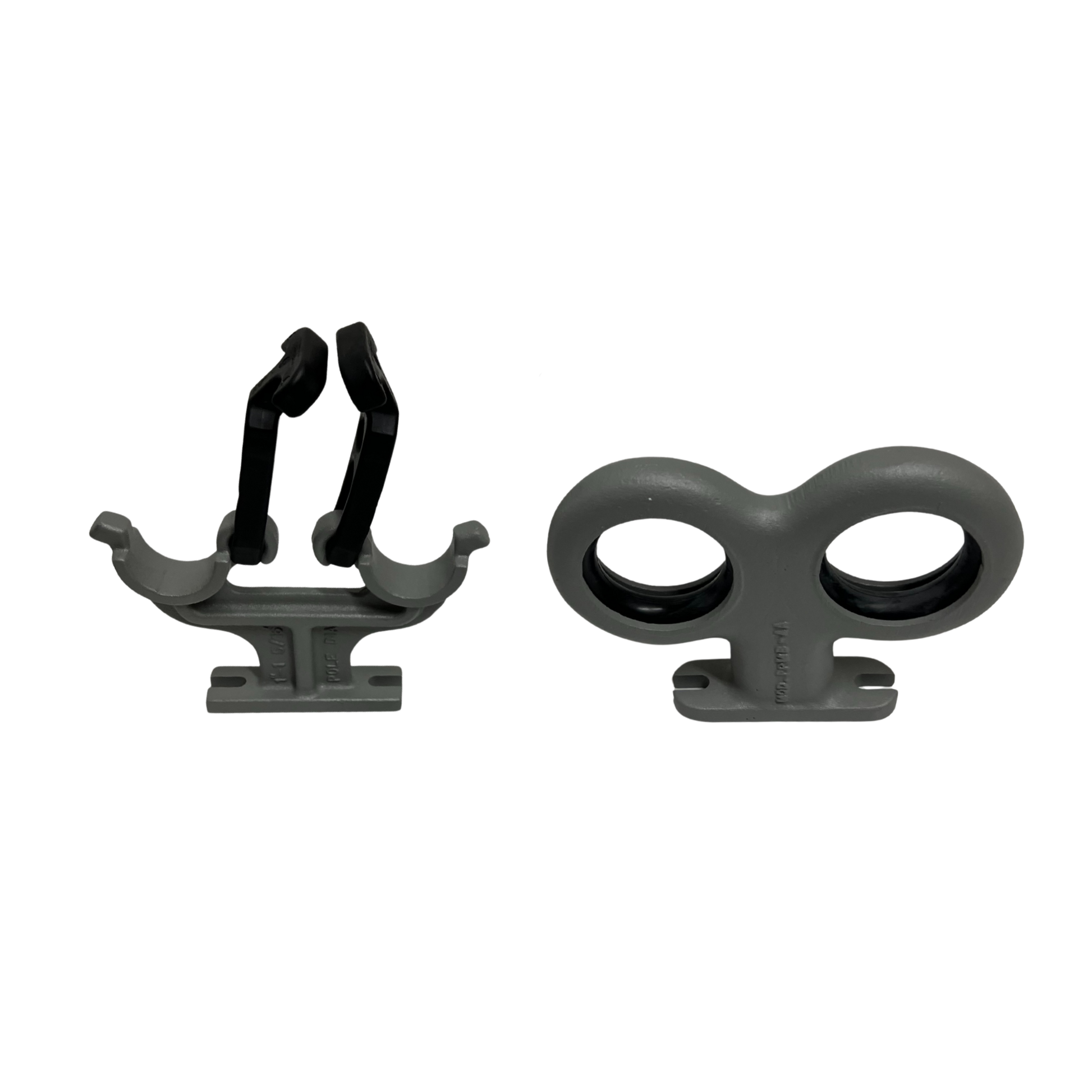 Double fiberglass pole holder set open view showing dual pole capacity