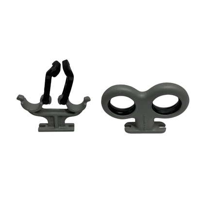 Double fiberglass pole holder set open view showing dual pole capacity