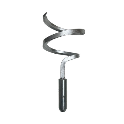 Square bar corkscrew for continuous sewer rod set screw close up