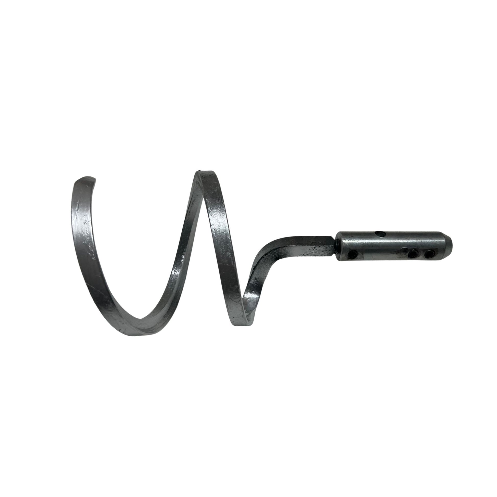 Square bar corkscrew for continuous sewer rod set screw side view