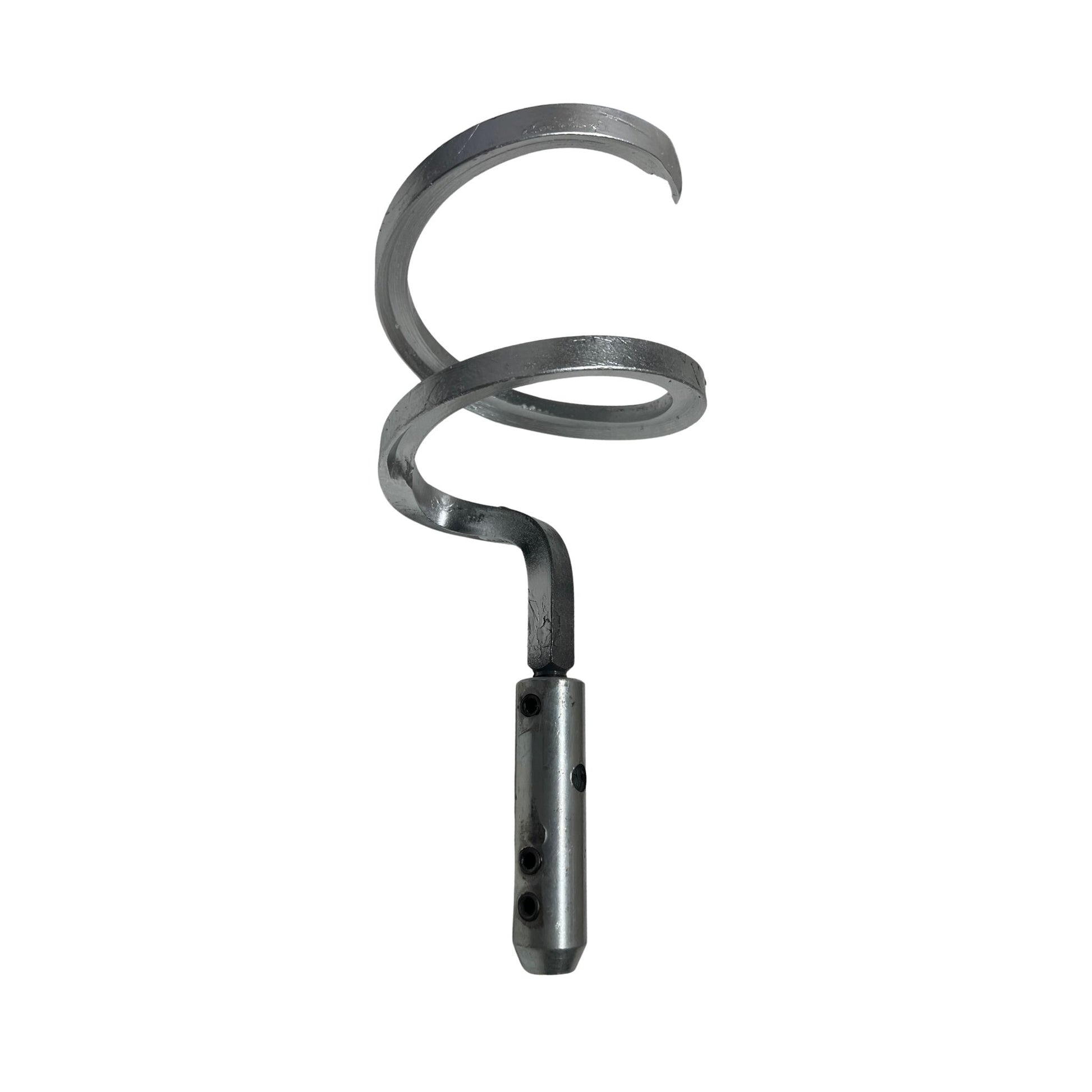 Square bar corkscrew for continuous sewer rod set screw front view