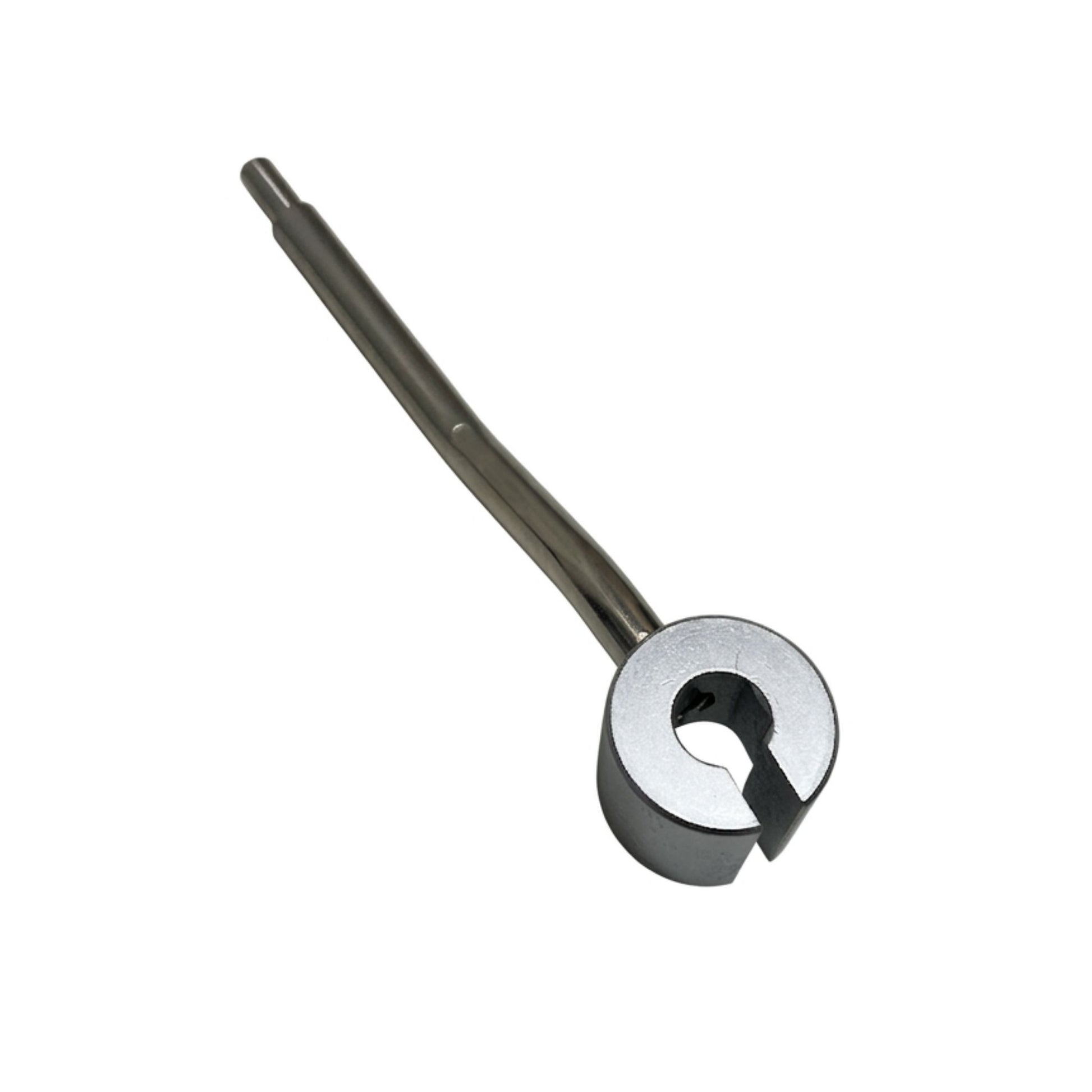 Lower view of assembly wrench for sectional and continuous sewer rod connection tightening