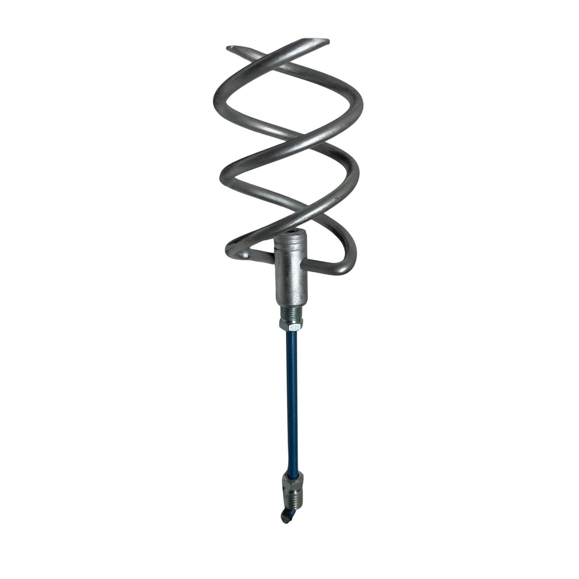 Double round stock corkscrew angled view for sewer pipeline debris retrieval