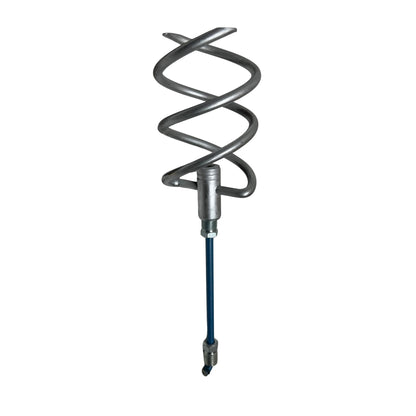 Double round stock corkscrew angled view for sewer pipeline debris retrieval