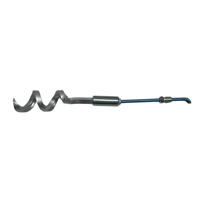 Square bar corkscrew for 5/16 and 3/8 sectional sewer rod penetrating debris in sewer pipeline