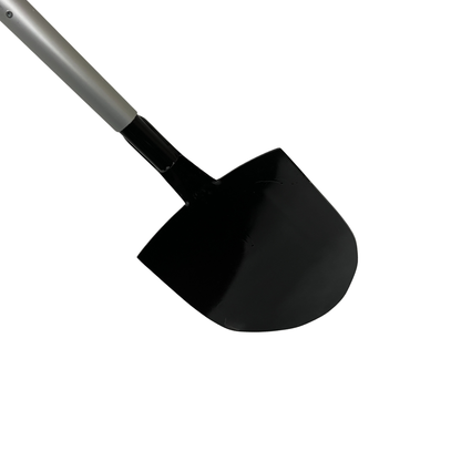 Sewer invert shovel front view showing shovel head and pole