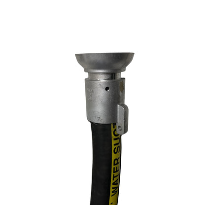 Black heavy duty sewer rod guide hose end side view with flex metallic liner