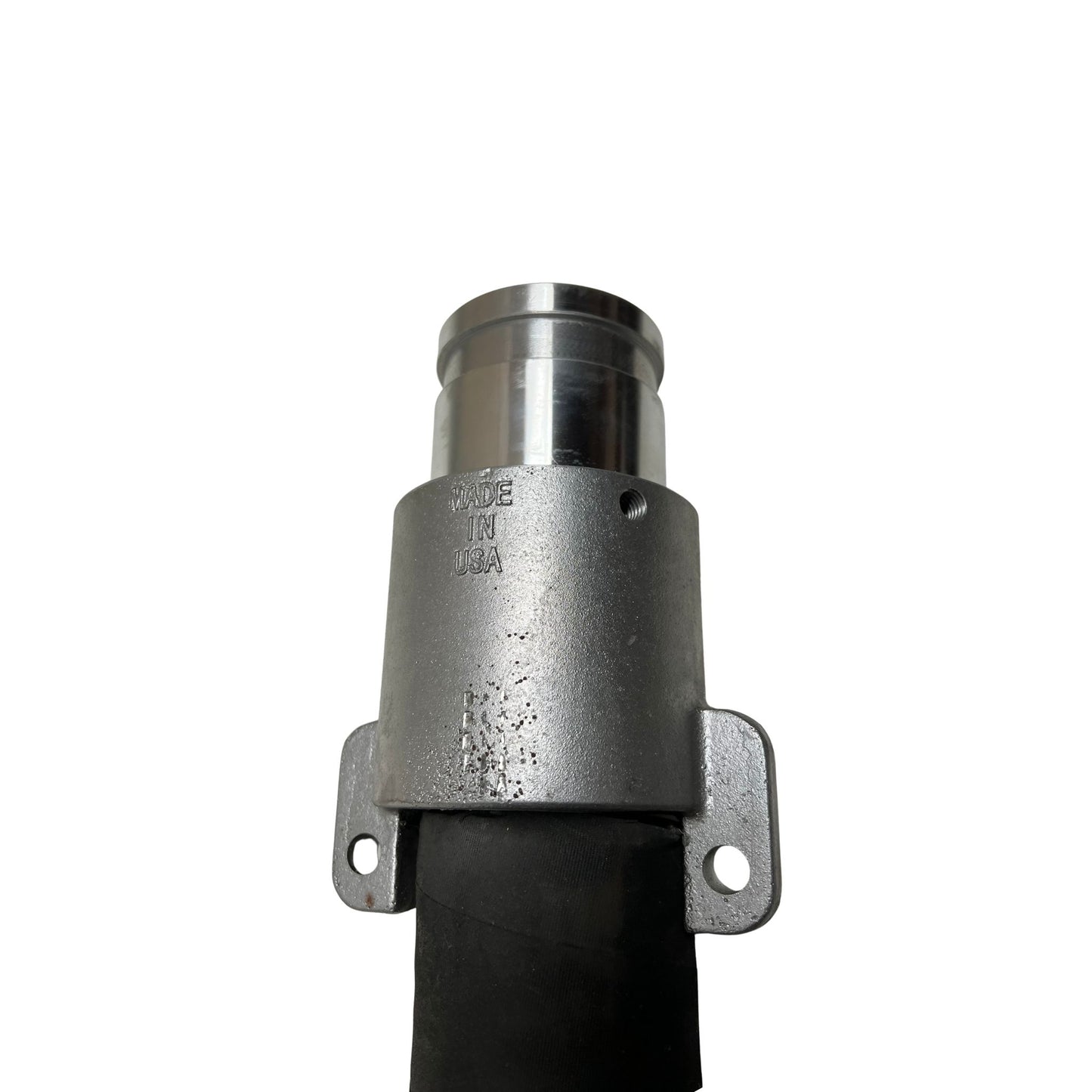black heavy duty sewer rod guide hose side view with flex metallic liner for sewer rodder systems