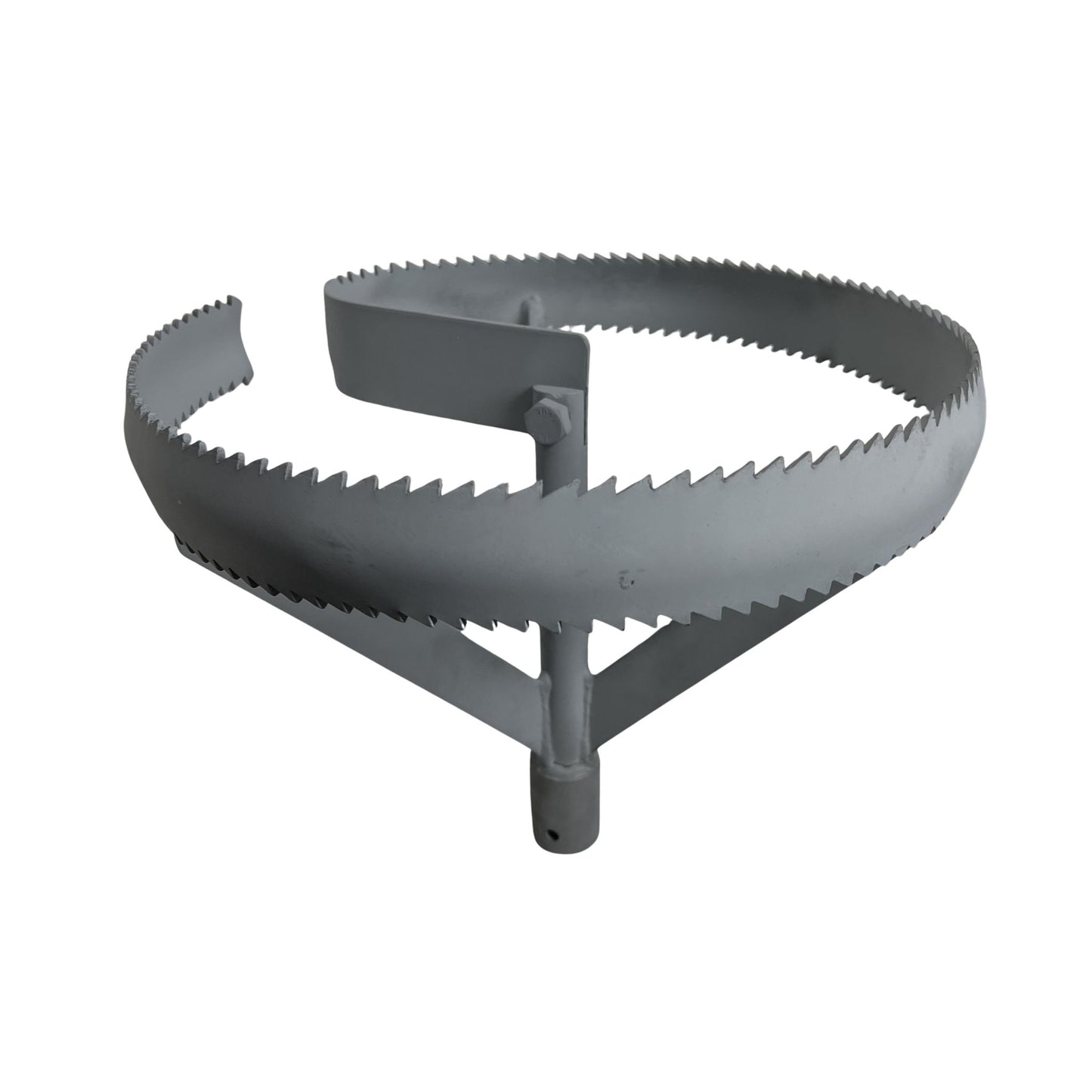 large diameter concave spoke sewer root saw lower view with hub for hydraulic cutter