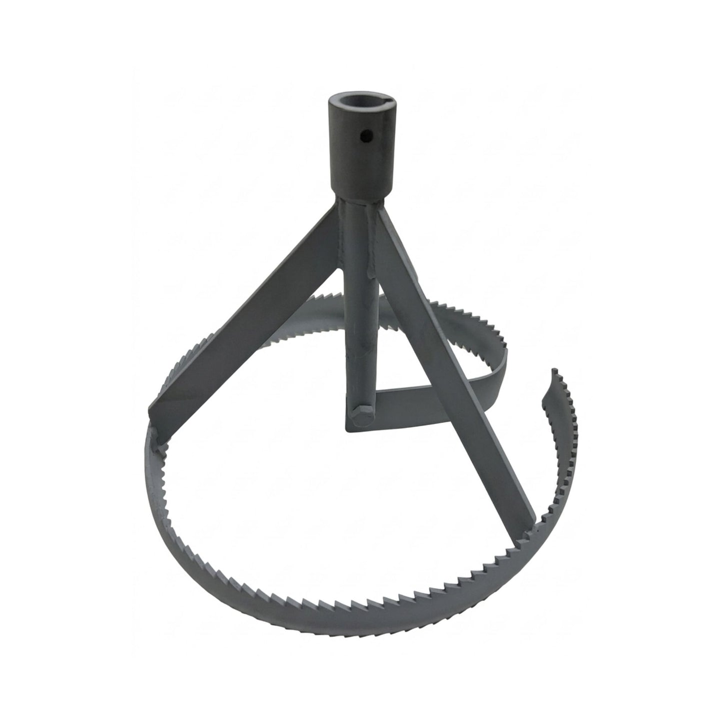 side view of large diameter concave spoke sewer root saw with hub