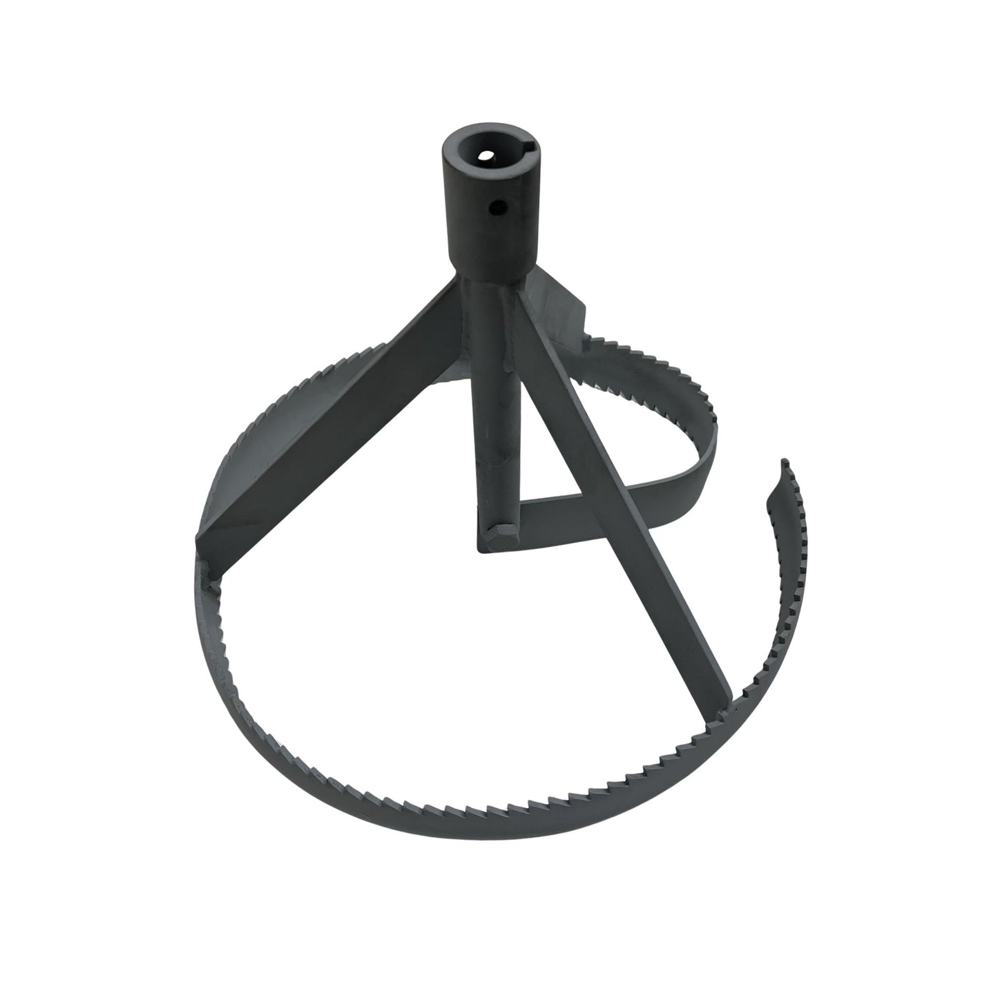 top view of large diameter concave spoke root saw for hydraulic root cutter
