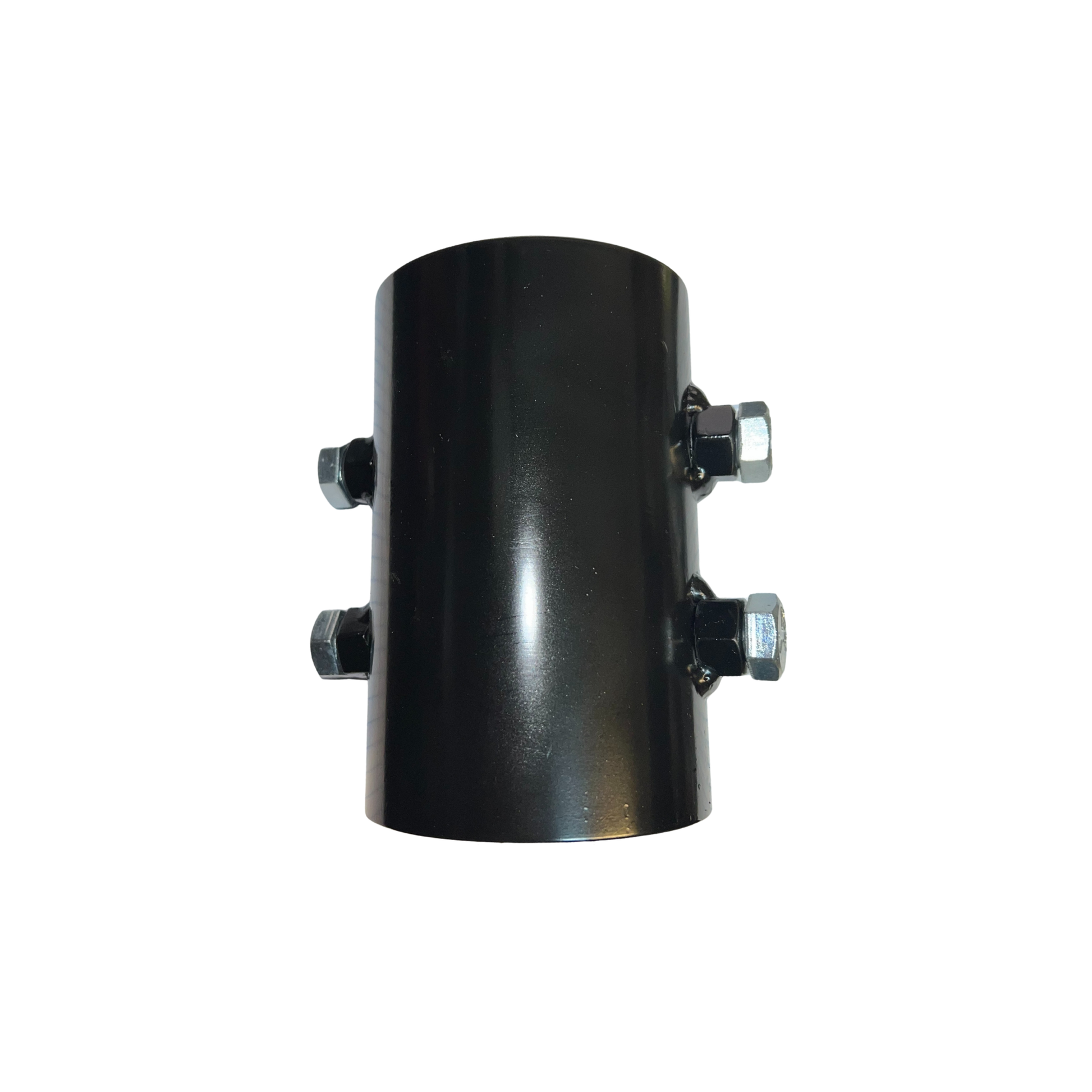 Female x female coupler front view for connecting sewer rod guide hose sections to make extensions