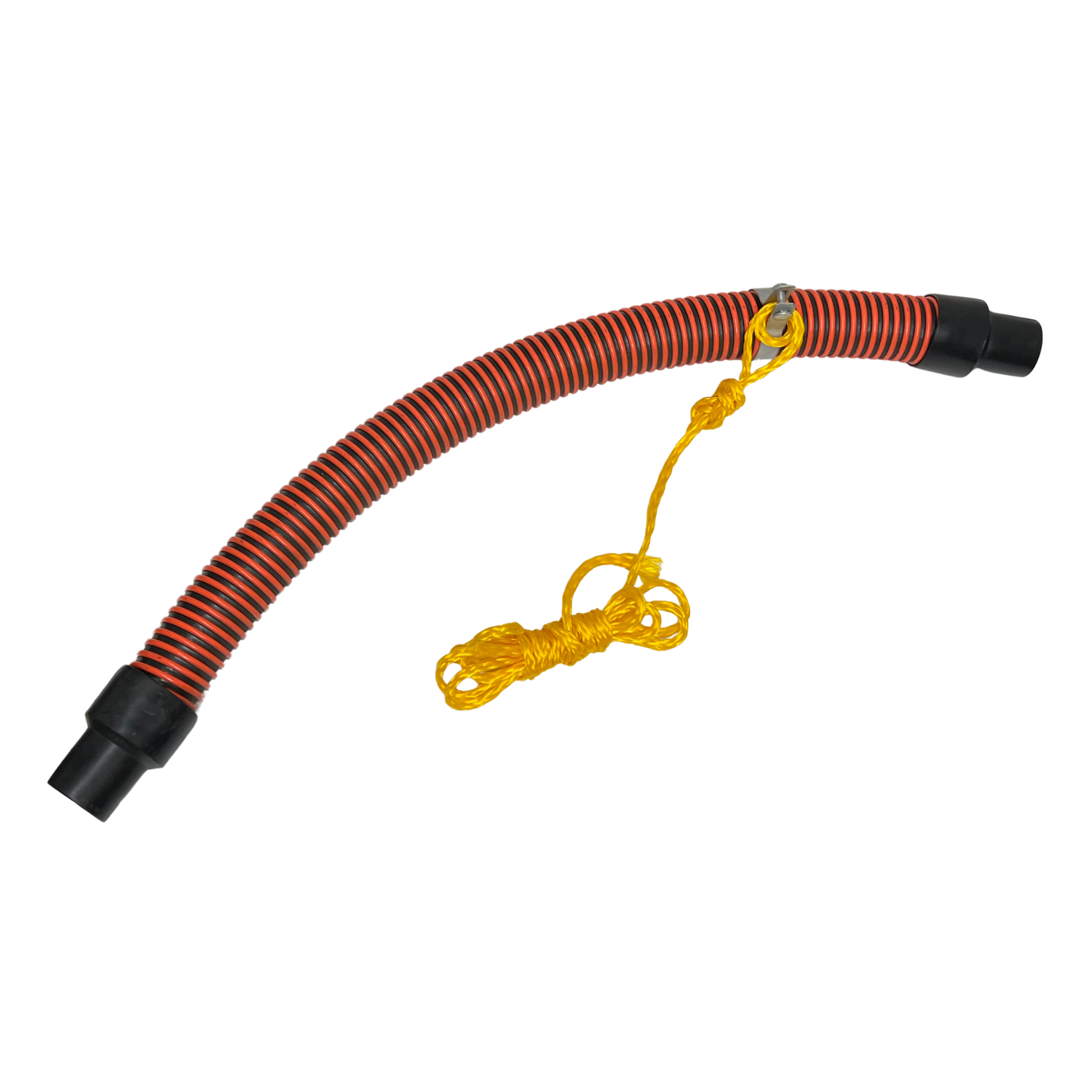 Heavy duty Tiger Tail sewer hose protector 2 inch x 36 inch top view orange black