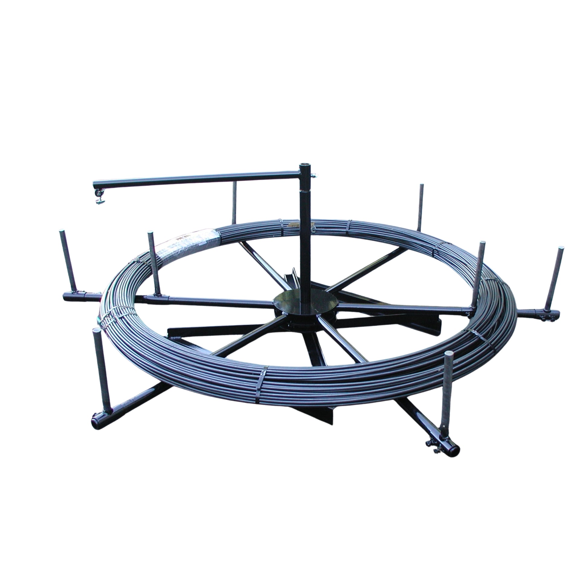 Sewer rod loading frame heavy duty 6 spoke side view for rod handling