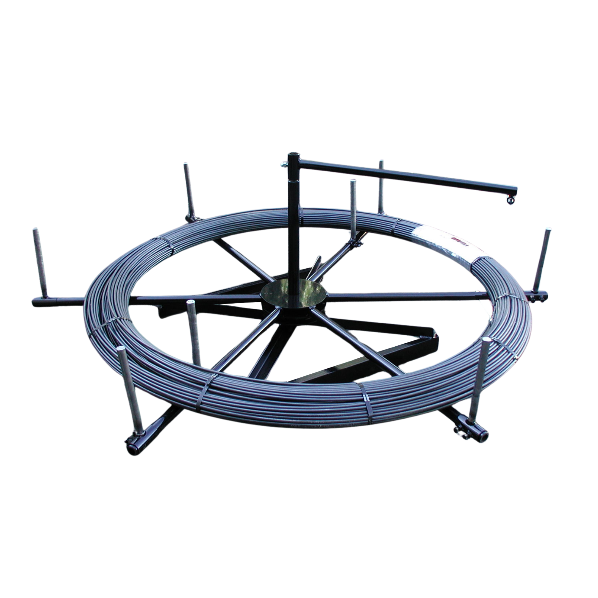 Sewer rod loading frame heavy duty 6 spoke with Max-Life branding