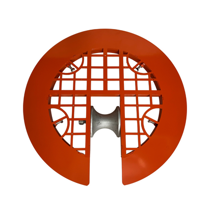 Aluminum safety manhole cover with 5 inch aluminum center roller for jetting hoses