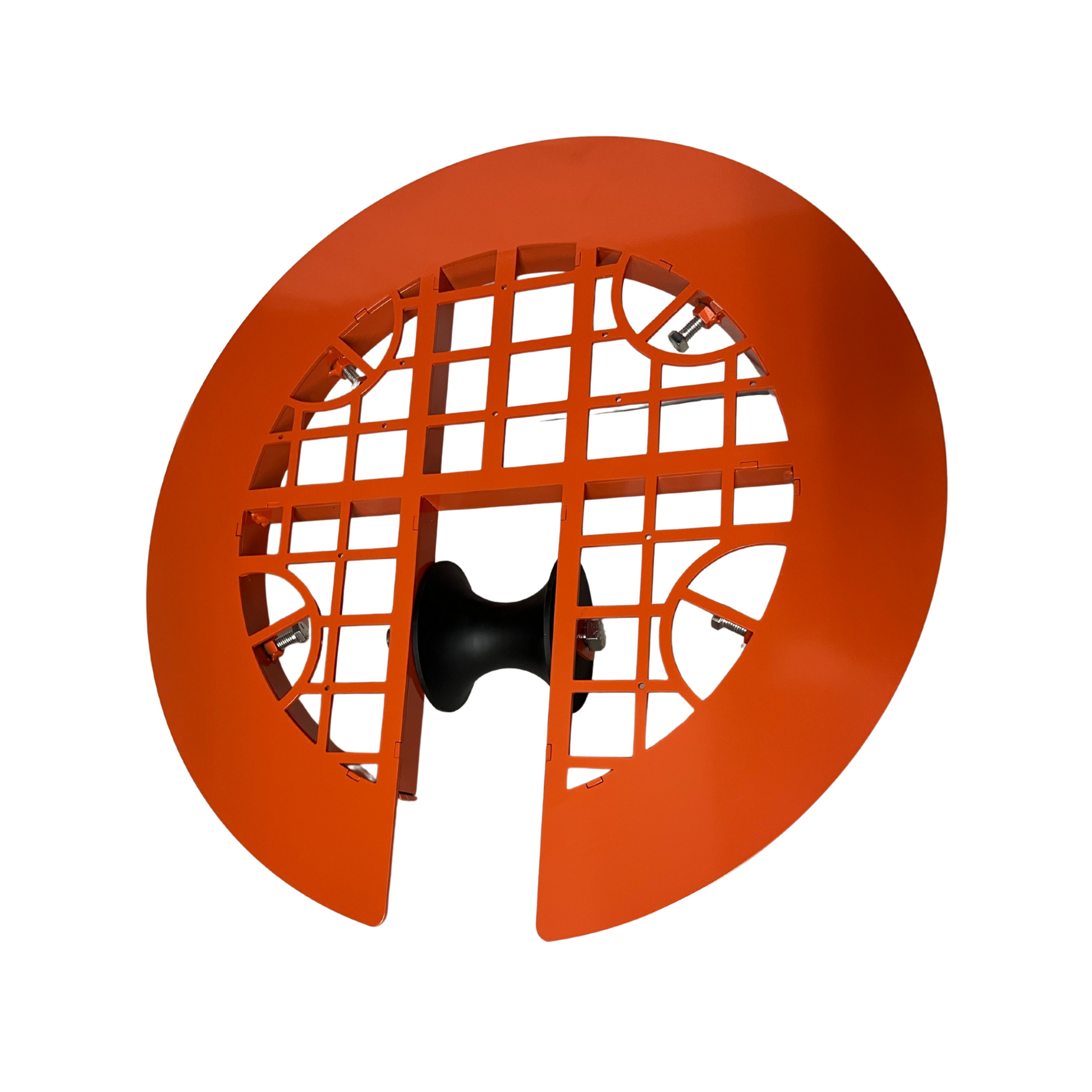 Aluminum safety manhole cover with grill-style slotted nylon roller design