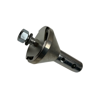 Versa Chuck 3 blade chuck direct hook type side view for continuous sewer rod systems