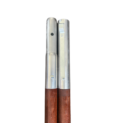 Sewer wooden pole with quick connect ends top view for sewer jetting